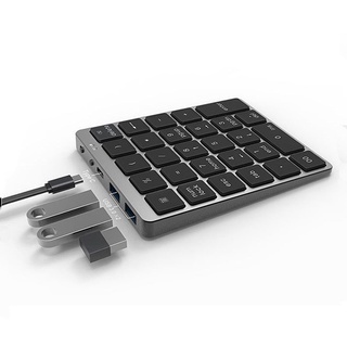Bàn Phím Số 28 Phím Bluetooth Hub 3.0 Kỹ Thuật Số Bằng Kim Loại Có Thể Sạc Lại Cho Máy Tính Bảng / Laptop