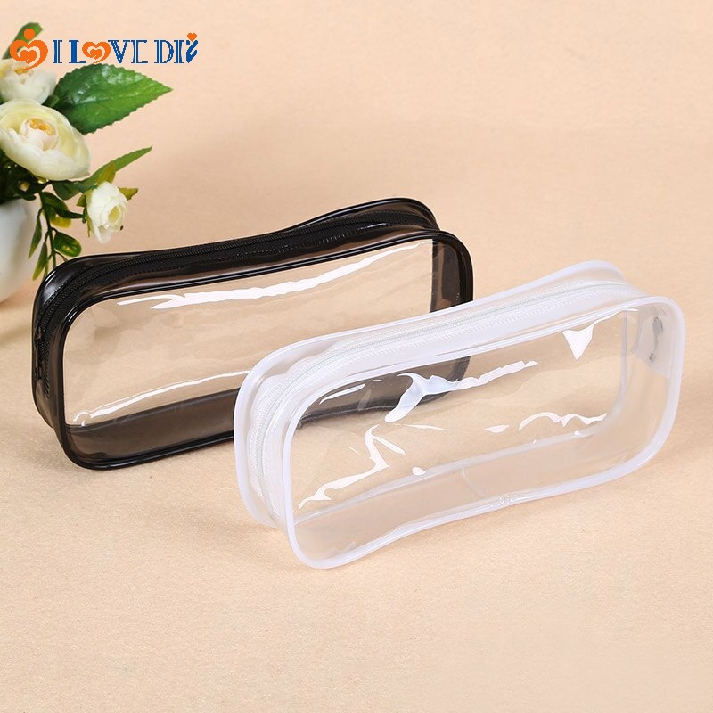 1 Bộ Túi Đựng Bút Bằng Nhựa Pvc Trong Suốt Mờ Có Khóa Kéo Dành Cho Học Sinh