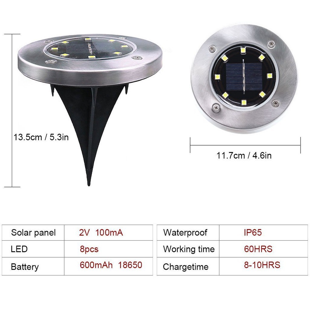 Đèn Led 8 Bóng Sử Dụng Năng Lượng Mặt Trời Chống Thấm Nước