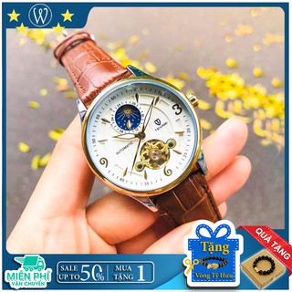 Đồng hồ cơ nam dây da cao cấp Tevise T820B-2 full box, mặt kính sapphire chống xước, chống nước, bảo hành 03 năm