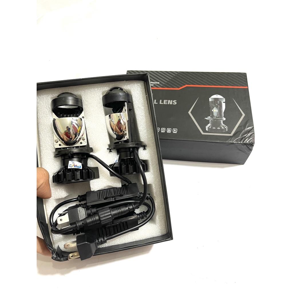 Đèn Pha LED Bi Cầu Mini H4 T2 Mẫu 2023 Pro Kính Tím Lắp Ô tô, Xe Máy 50w