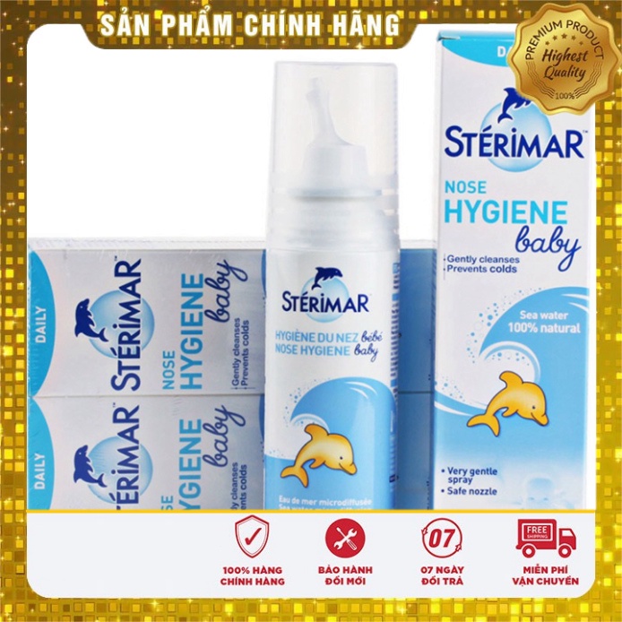 Dung Dịch Nước Muối Biển Xịt Mũi Giúp Làm Sạch, Giảm Nghẹt Mũi Cho Trẻ Em Sterimar 50ml - Date mới