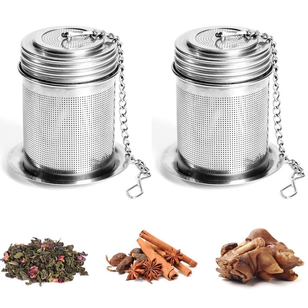 Set 1 / 2 Dụng Cụ Lọc Trà Bằng Lưới Kèm Nắp Và Dây Xích Mở Rộng