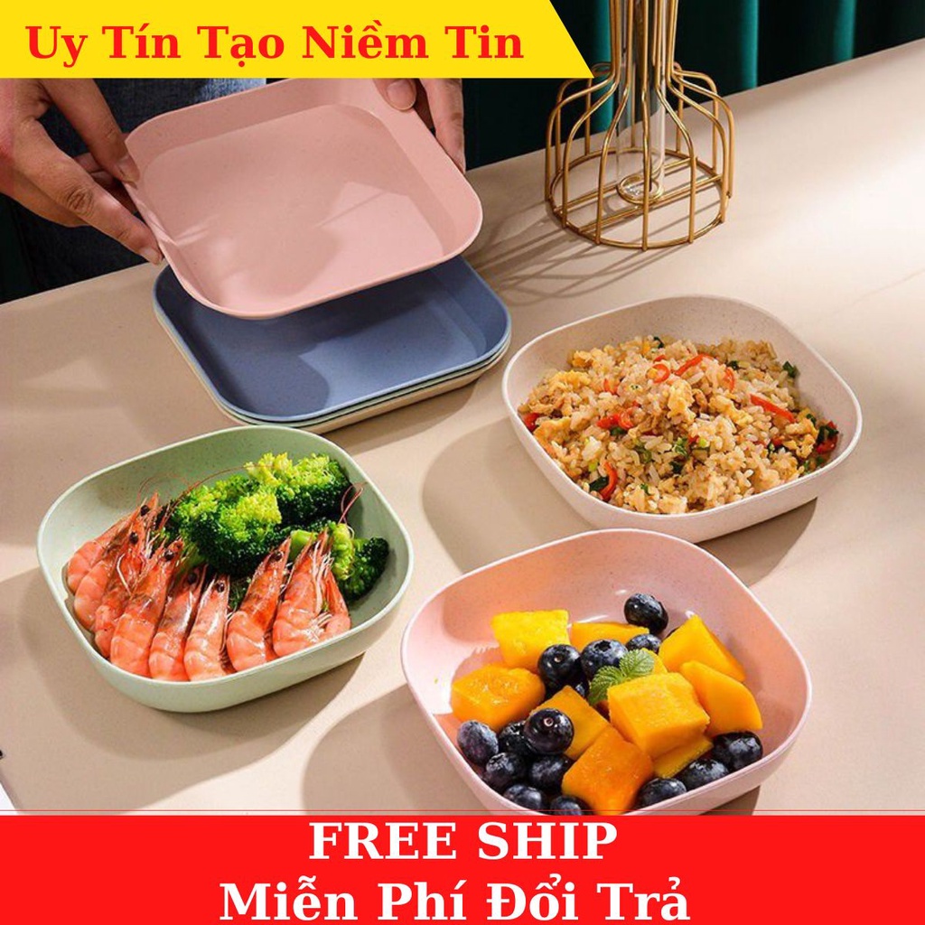 SET 8 Đĩa Nhựa Lúa Mạch Mới Về Đựng Hoa Quả, Trái Cây, Đồ Ăn An Toàn Và Tiện Lợi