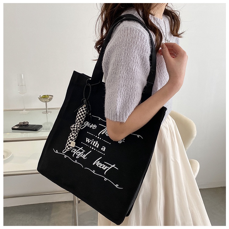Túi Xách Đeo Vai Chất Liệu Canvas In Họa Tiết Phong Cách Hàn Quốc Thời Trang Xuân Hè Mới Cho Nữ