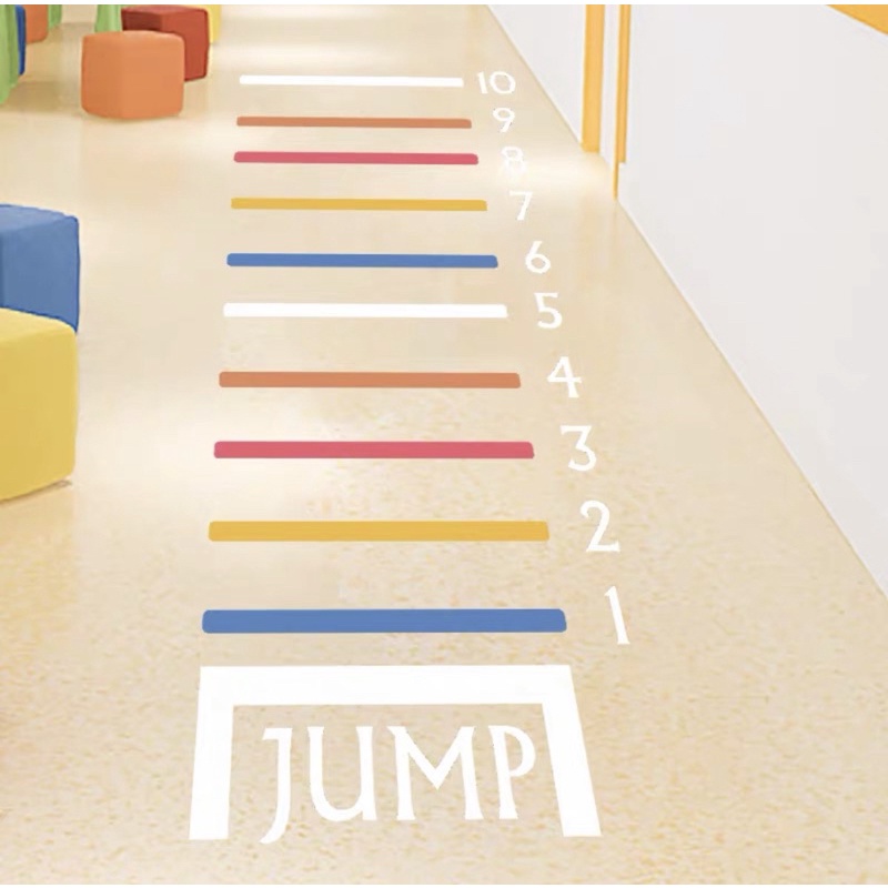 Nhảy cao - Tranh dán tường, Giấy dán sàn, trang trí, cho bé vận động, chơi lò cò, indoor game, hopscotch.