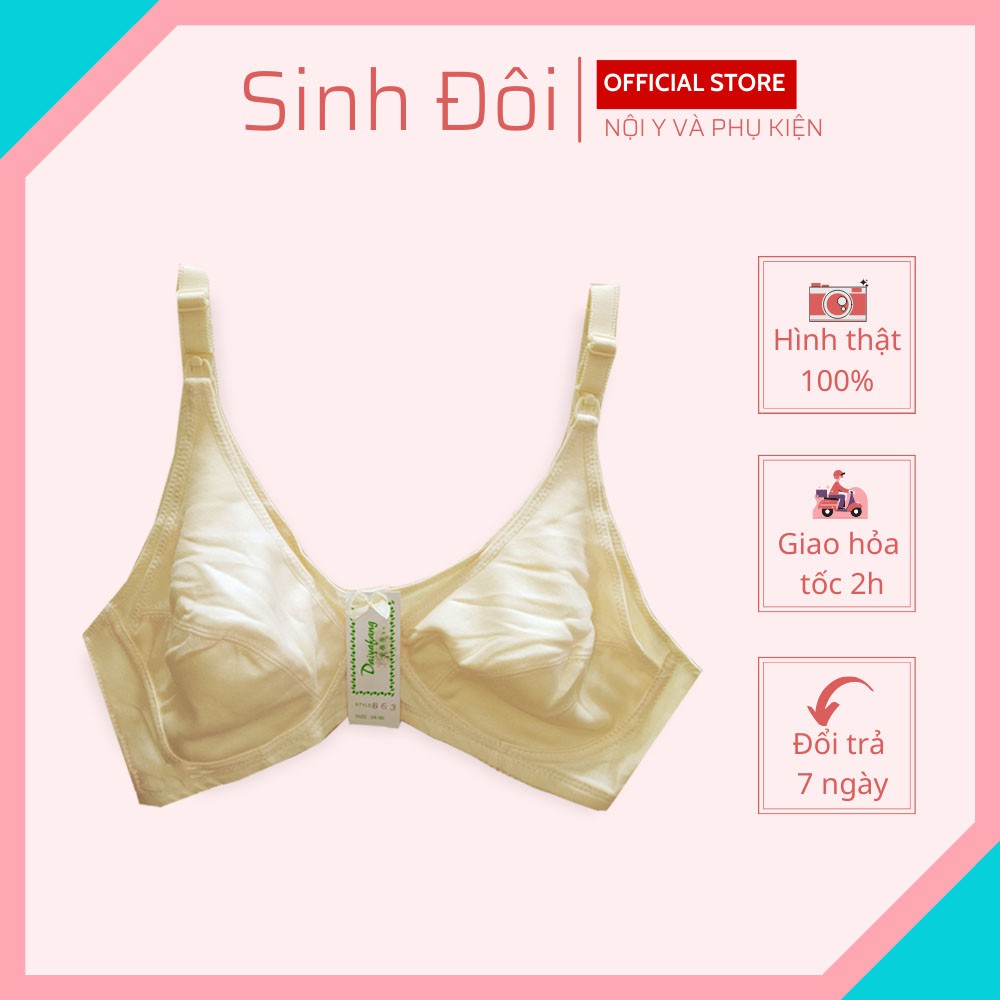 Áo ngực cho con bú không gọng mút mỏng cotton thấm hút mồ hôi nút cài thoải mái size 36-38-40-42