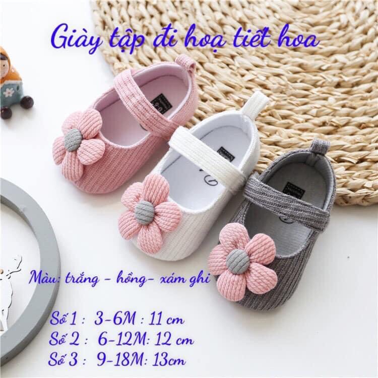 Giày tập đi họa tiết hoa dành cho bé gái 0 -1,5 tuổi