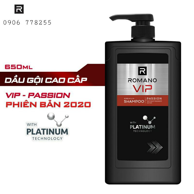 [MỚI] Dầu gội cao cấp Romano Vip Passion/Vision 650g