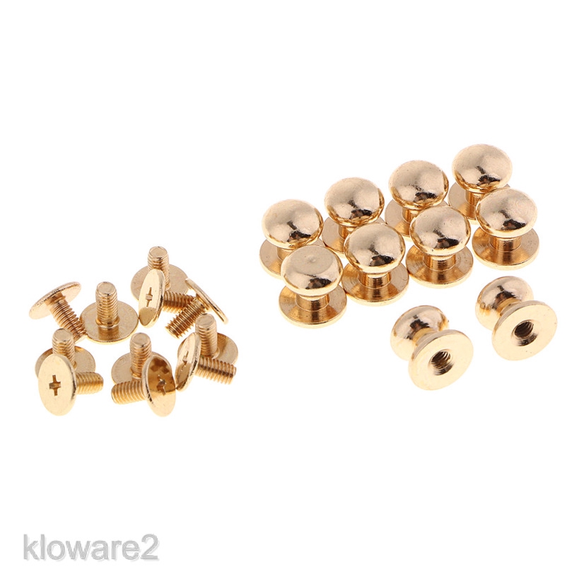 10pcs Round Head Brass   Screw Studs Nail Rivets Leather Belts Wallet