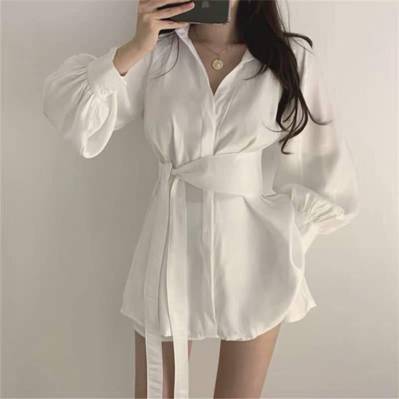 Bộ Áo Vest Dây Eo Kèm Quần [ Có Video Shopee Haul ] Set Áo Dài Nữ Quần Đùi Chất Đũi 2 Màu