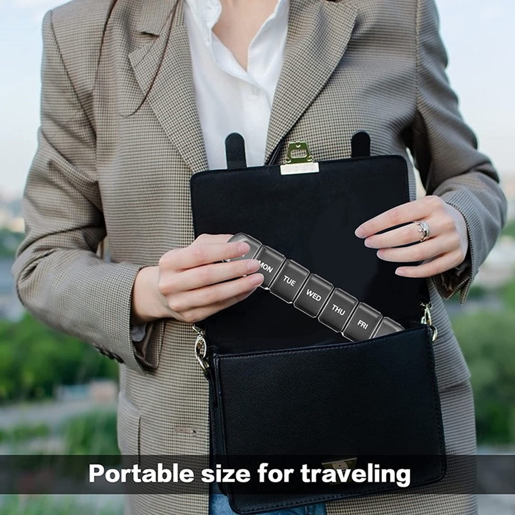 [CHOO] 7 Days Pill Box Holder 7 Compartments Mini Dispensers Storage Splitters Pills Tablet Plastic Container Case