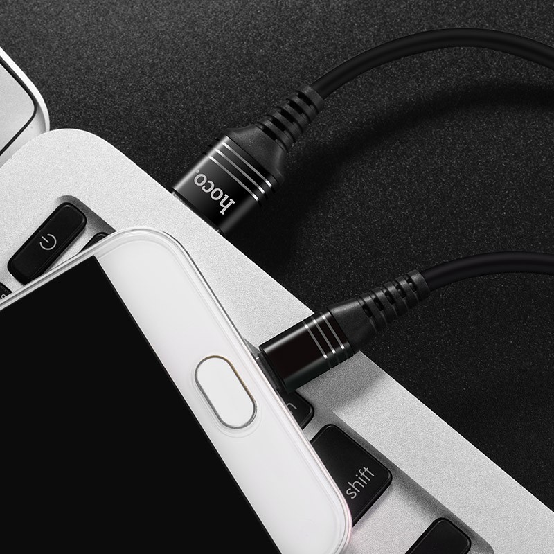 Cáp và truyền dữ liệu Hoco U46 Tricyclic cổng microUSB, QC3.0, điện áp 2A max, dài 1M