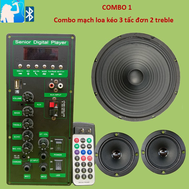 [Mã 229ELSALE hoàn 7% đơn 300K] Combo mạch loa kéo CS8676 loa 3 tấc đơn treble đôi