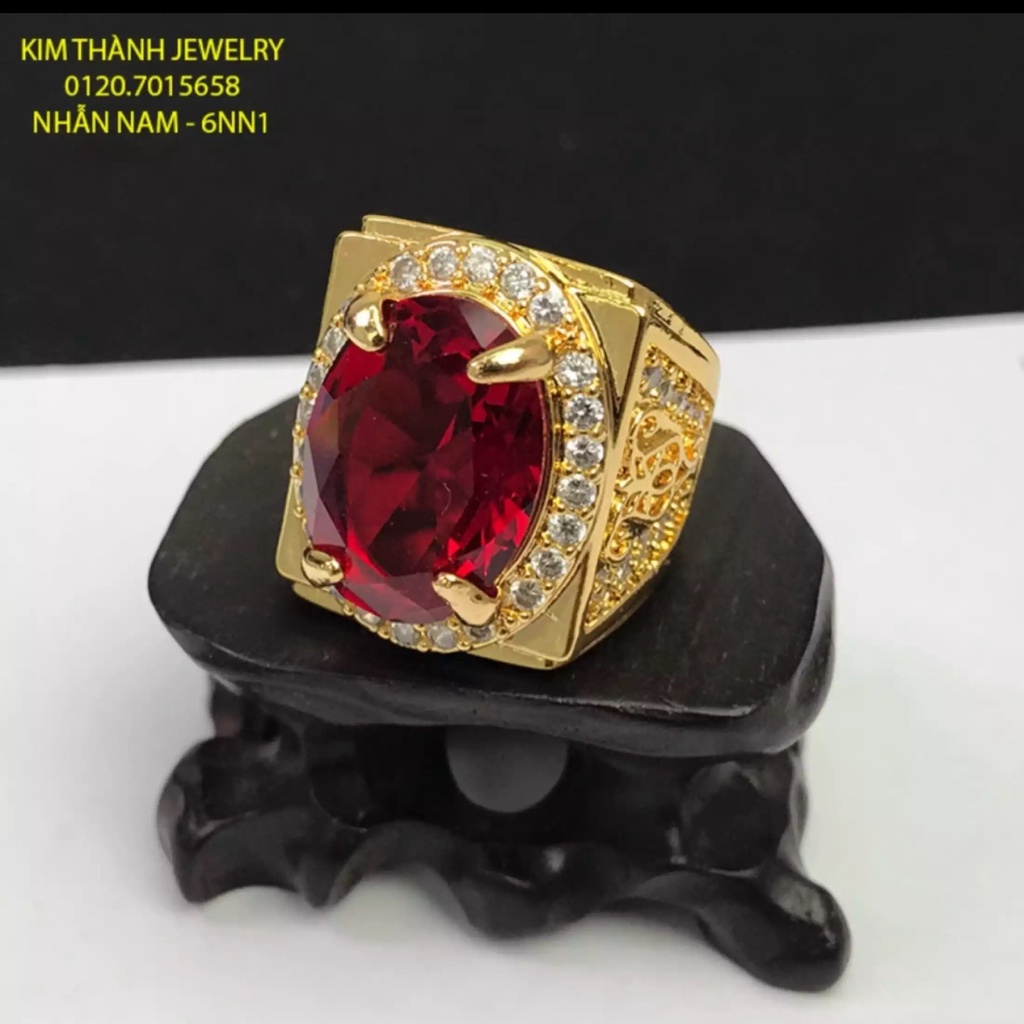 Thời Trang Nhẫn Nam Đính Đá Mạ Vàng Phong Cách Vintage