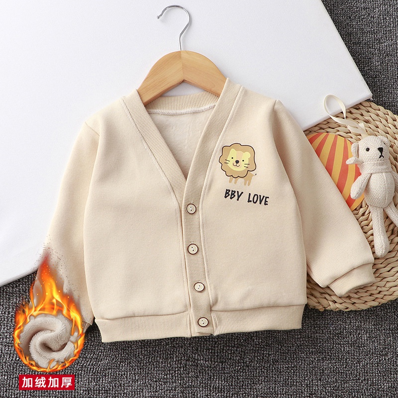 73-130cm Trẻ Em Dệt Kim Áo Khoác Nhỏ Cotton Cardigan Lông Cừu Lót Top Bé Trai Quần Áo Hợp Thời Trang Nhỏ Vừa Trẻ Em Quần Áo Cho Bé