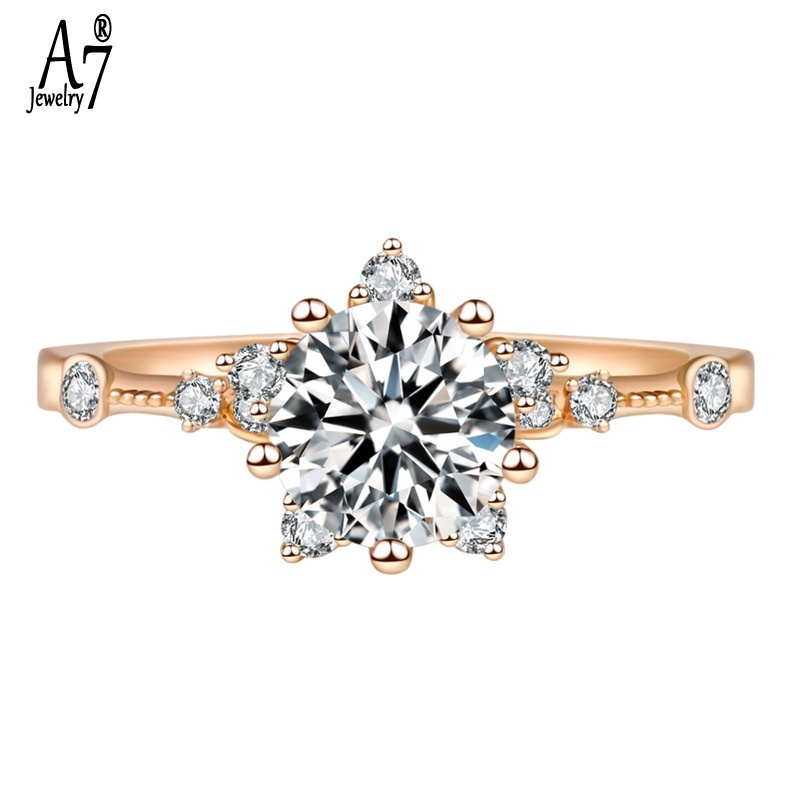 Nhẫn mở mạ bạc 925 1 Karat Moissanite