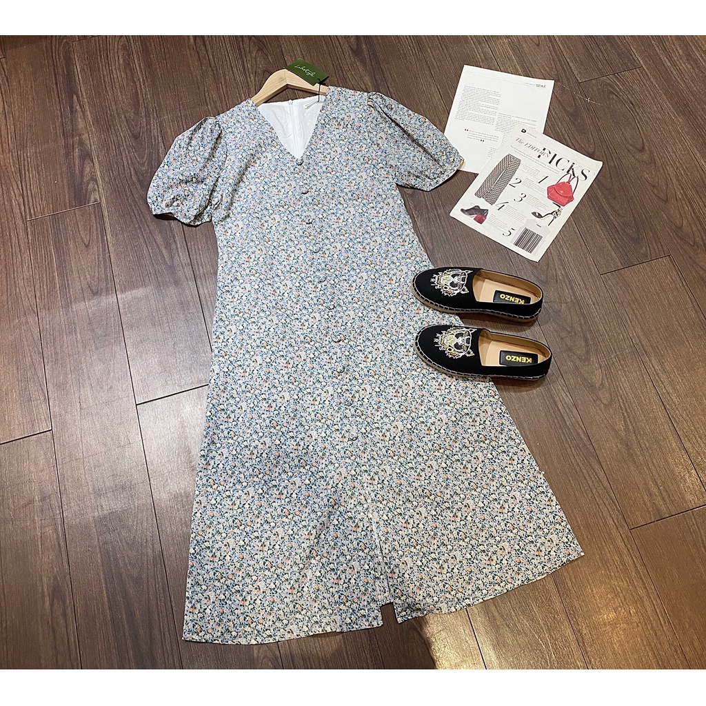 Đầm hoa nhí xanh nhạt thiết kế Lalastyle