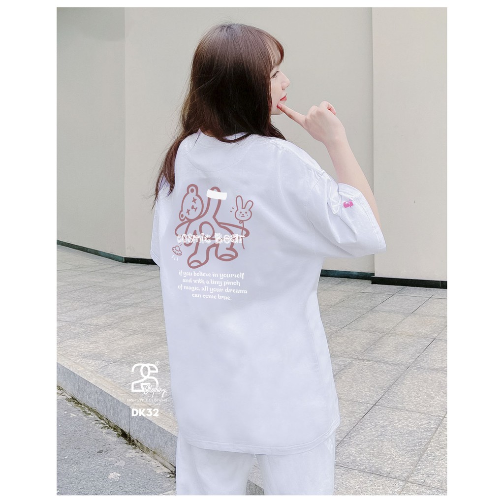 Áo Thun Nữ Form Rộng Unisex Giấu Quần, Áo Phông Nữ Tay Lỡ Cá Tính In Hình Gấu (V136)