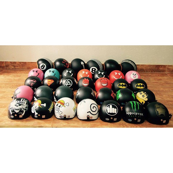 NÓN MŨ bảo hiểm nửa đầu 1/2 one piece đảo hải tặc đầu lâu + KÍNH PHI CÔNG + CHONG CHÓNG