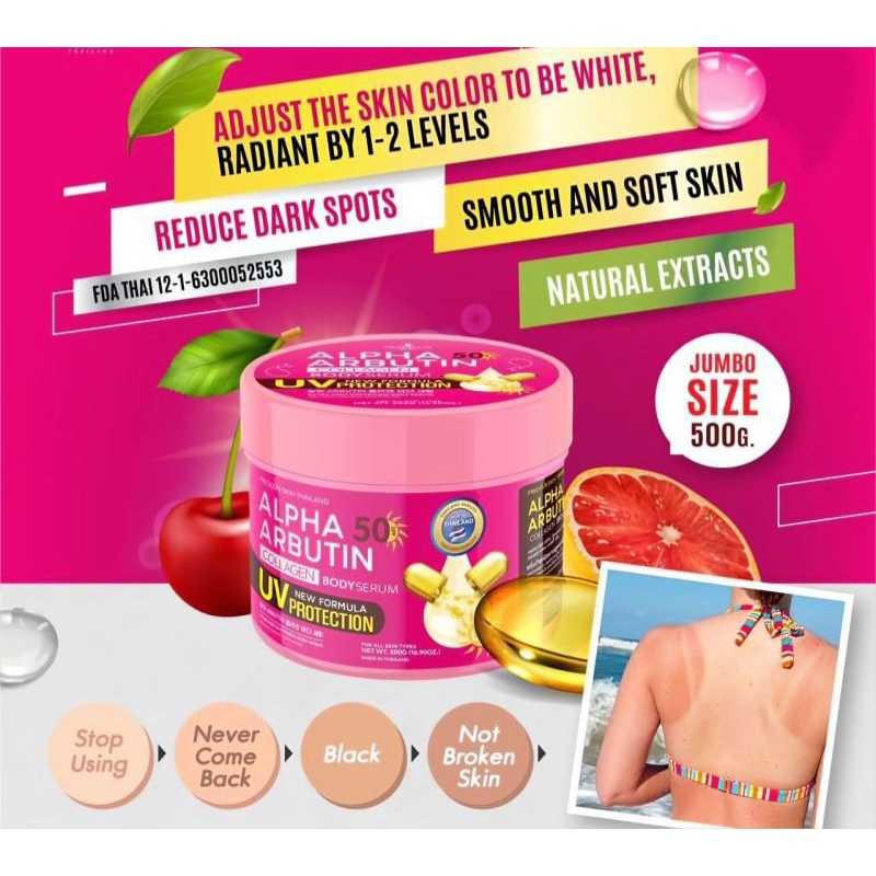 Kem kích trắng chống nắng toàn thân Alpha Arbutin Collagen SPF50 - Thái lan
