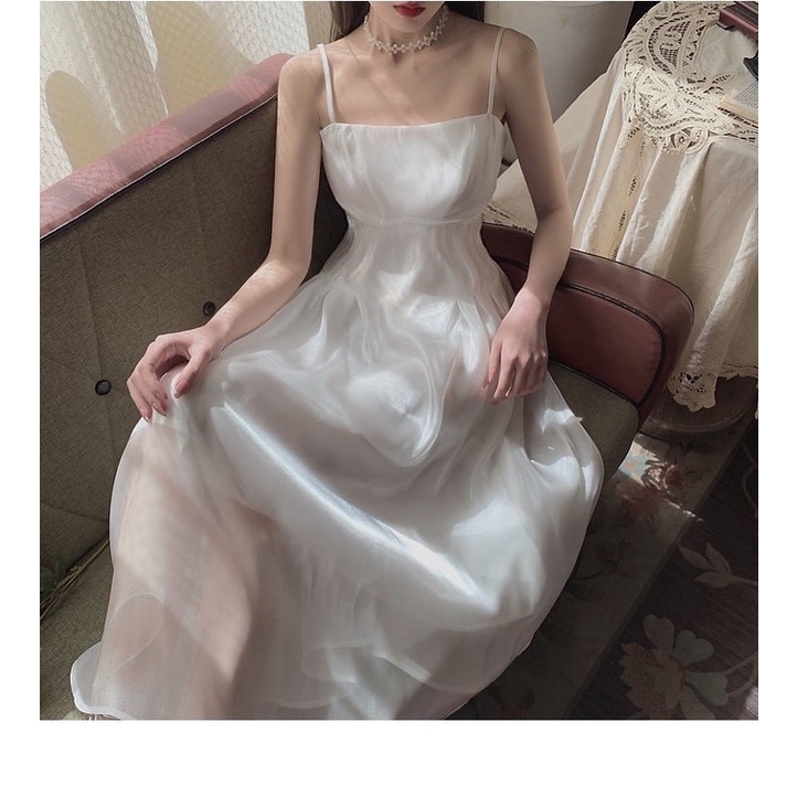 Đầm 2 dây voan tơ thiết kế 2 lớp mịn sịn size S( Ảnh shop chụp 100%)