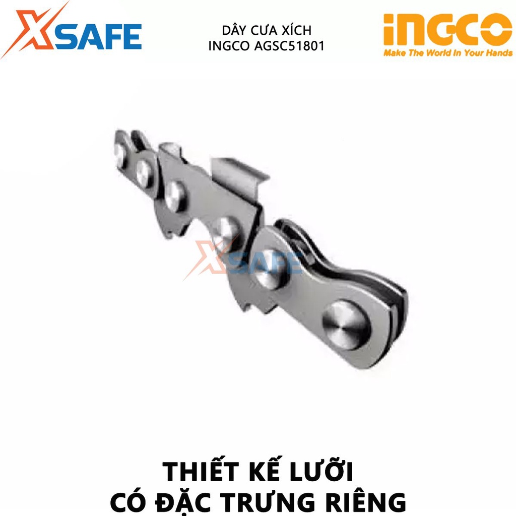 Dây cưa xích INGCO AGSC51801 18'', phù hợp để gắn với máy cưa xích xăng GCS5451811 dùng cưa, cắt gỗ