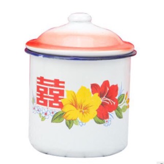 Cốc tráng men cổ điển hàng hoa hỉ có nắp đậy và không có nắp đậy