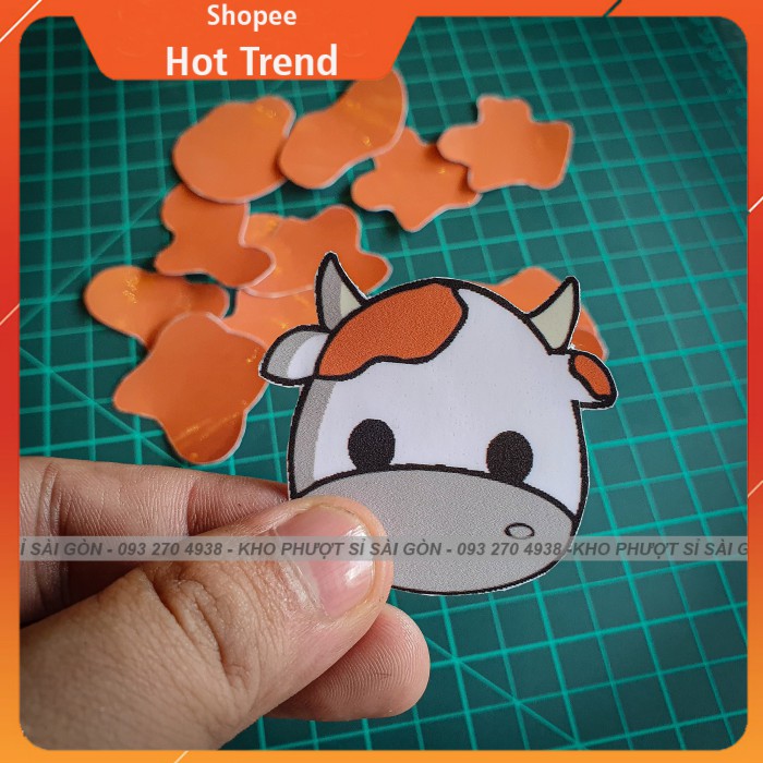 Giá sỉ - Tem Sticker dán mũ bảo hiểm con Bò Sữa nhiều màu chọn lựa - Decal dán mũ bảo hiểm Bò Sữa cho mũ 3/4