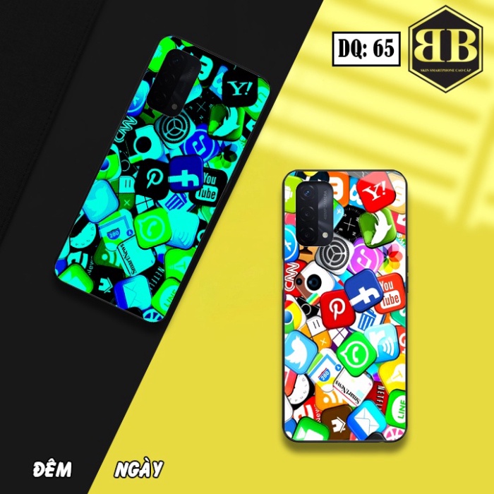 Ốp lưng kính Dạ Quang Oppo A74 4G / F19 phát sáng trong đêm bao ngầu