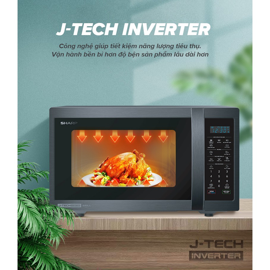 Lò Vi Sóng Kết Hợp Nướng Sharp R-G728XVN-BST J-Tech Inverter