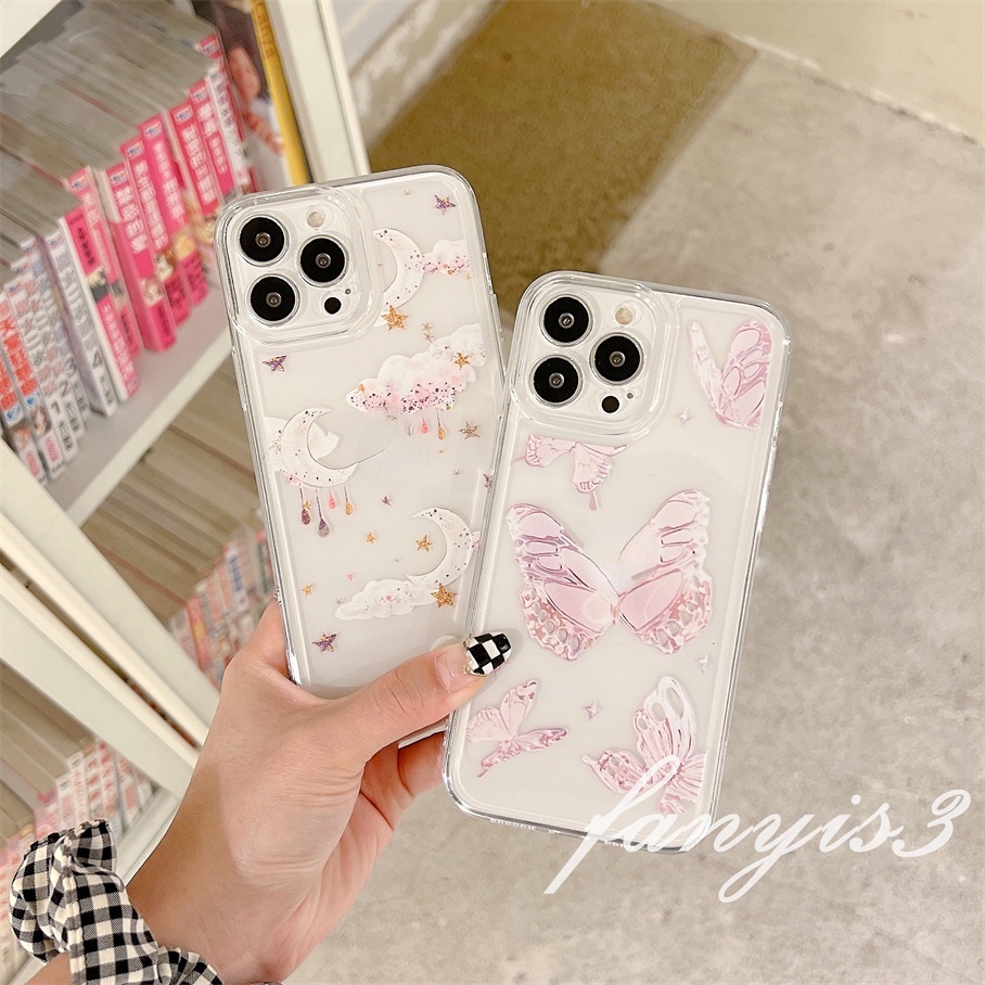 Ốp Điện Thoại TPU Mềm Trong Suốt Họa Tiết Bướm Cho iPhone 14 13 12 11 Pro Max XS Max XR X XS 8 7 6s 6 Plus SE 2020