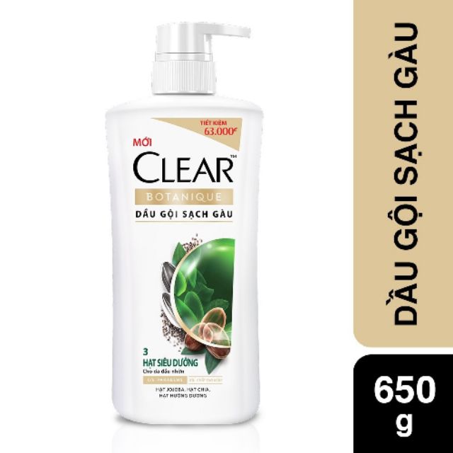 (Da đầu nhờn) Dầu gội Clear 3 hạt siêu dưỡng 630g Dầu Gội Dạng Gel BLOOM ME