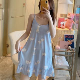 Bộ Đồ Ngủ Dáng Rộng In Họa Tiết Hươu Cao Cổ Xinh Xắn Dành Cho Nữ