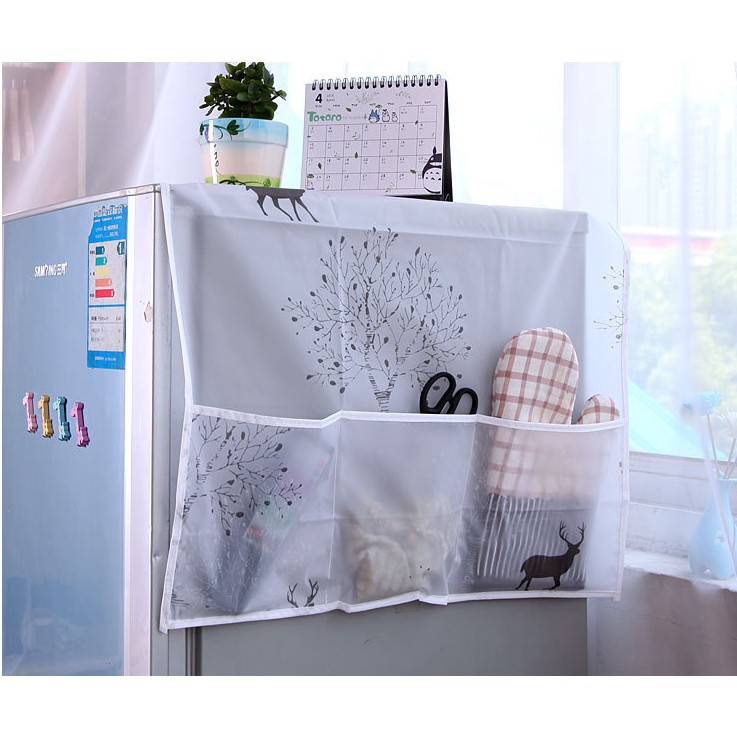 (Video Review) Tấm Che Phủ Tủ Lạnh Kiểu Mới SMART HOME - Có Ngăn Để Đồ Tiện Lợi US04233