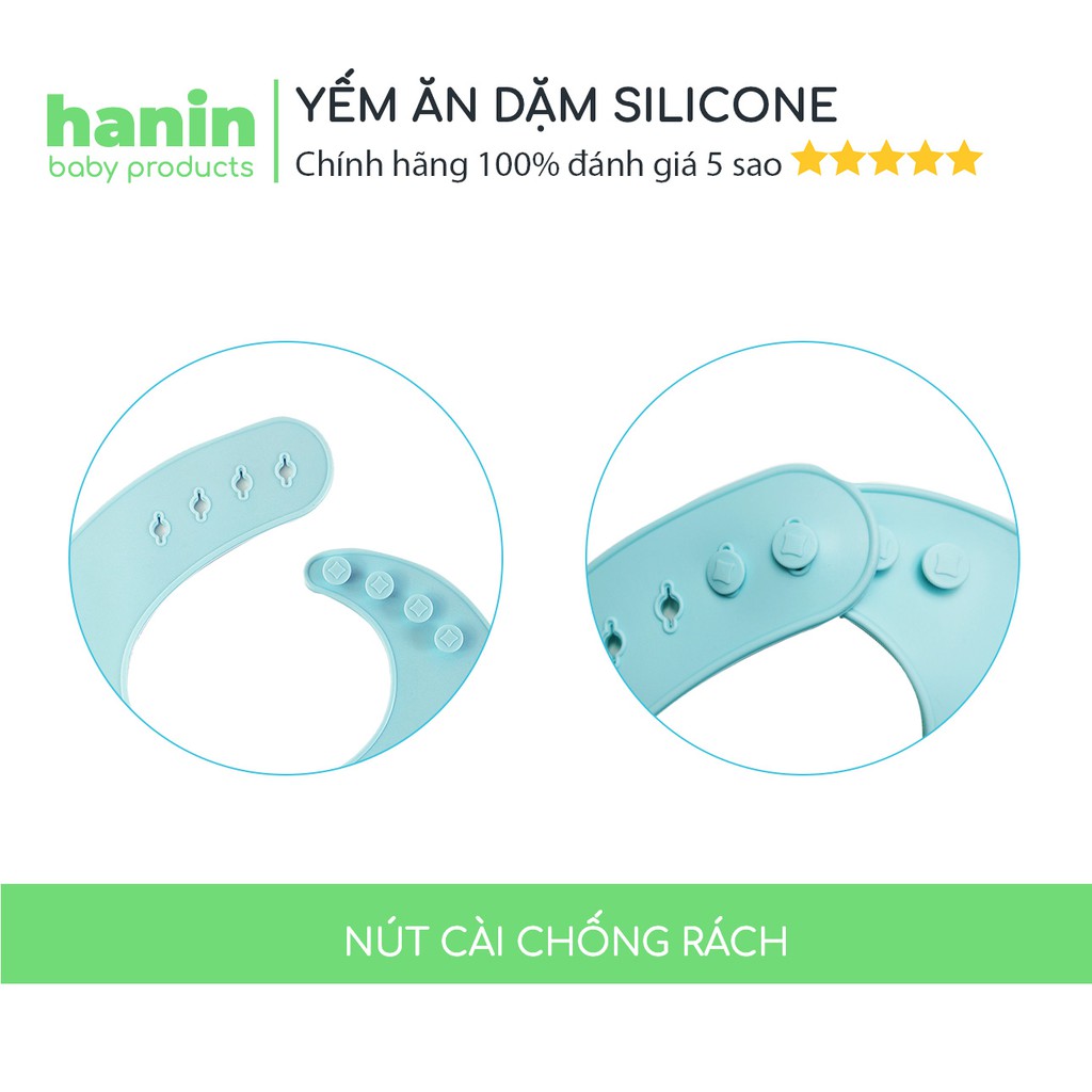 Yếm Máng Ăn Dặm Silicon Hanin Baby chính hãng - Siêu mềm, dày dặn , an toàn cho bé