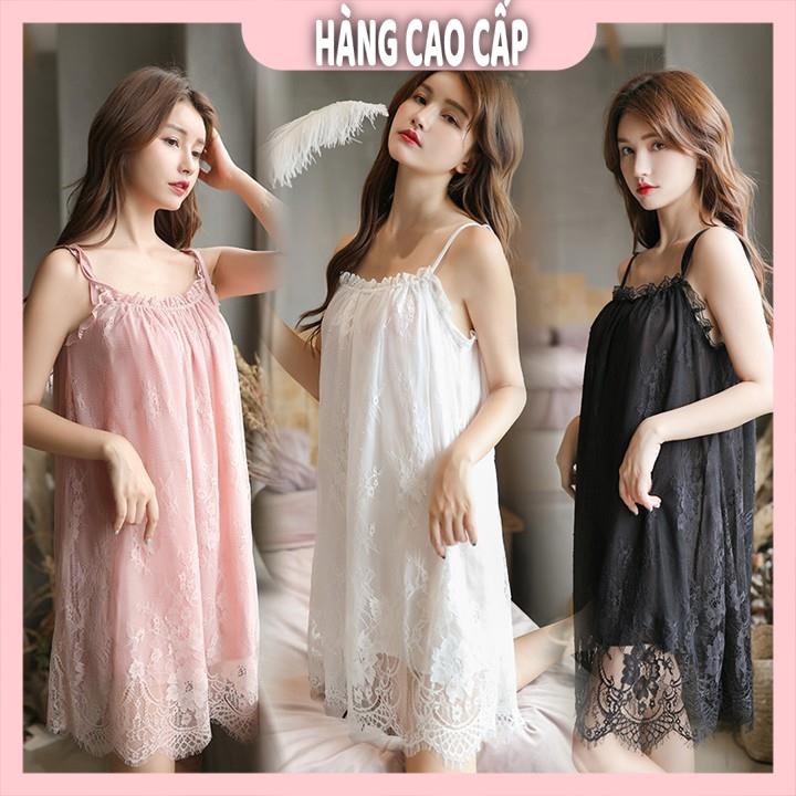 Đầm ngủ hai dây suông phối ren dễ thương (kèm hình thật shop chụp) | BigBuy360 - bigbuy360.vn