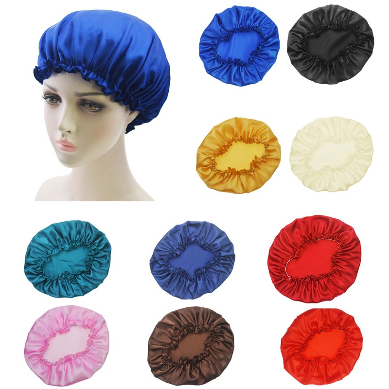 Youyo Mũ Trùm Đầu Bằng Satin Màu Trơn Co Giãn Điều Chỉnh Được Dùng Khi Ngủ