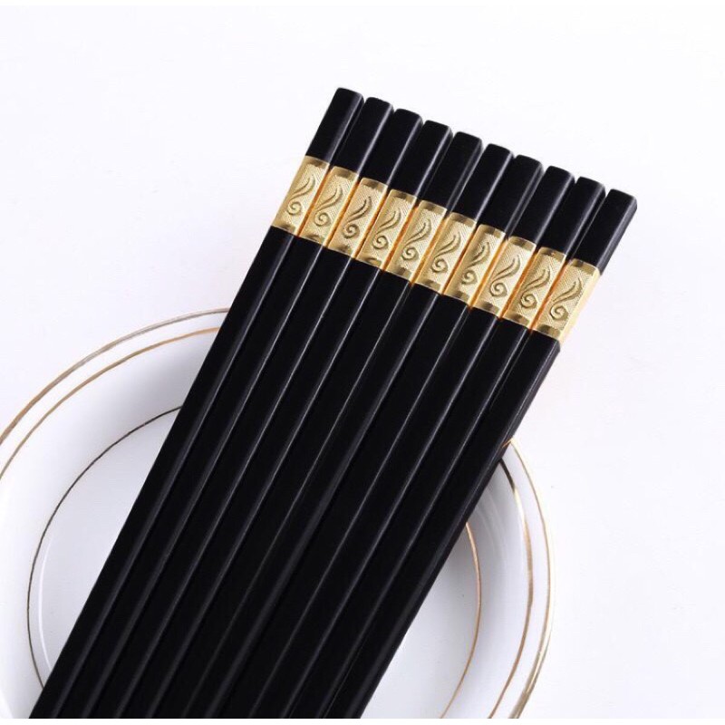 Hộp 10 đôi đũa mạ vàng cao cấp