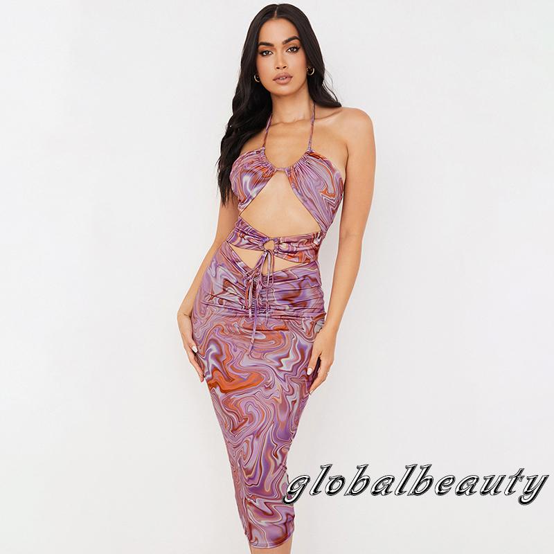 Đầm không tay cổ yếm phong cách mùa hè thời trang quyến rũ