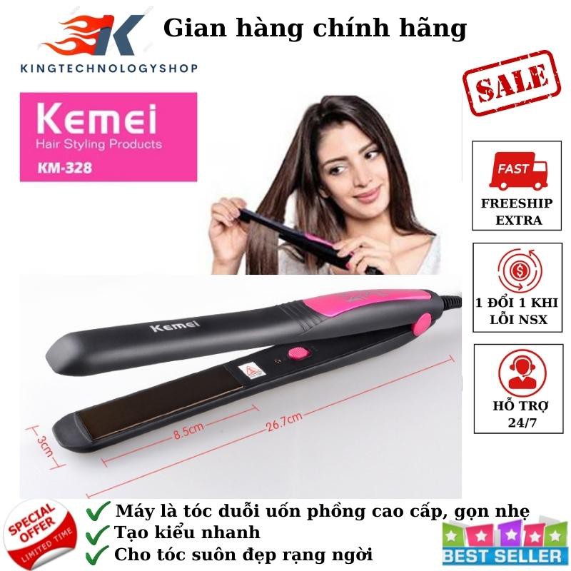 Máy kẹp tóc duỗi ép uốn cụp là tóc thẳng suôn mượt tạo kiểu đẹp gọn cao cấp 3in1 KEMEI KM-328