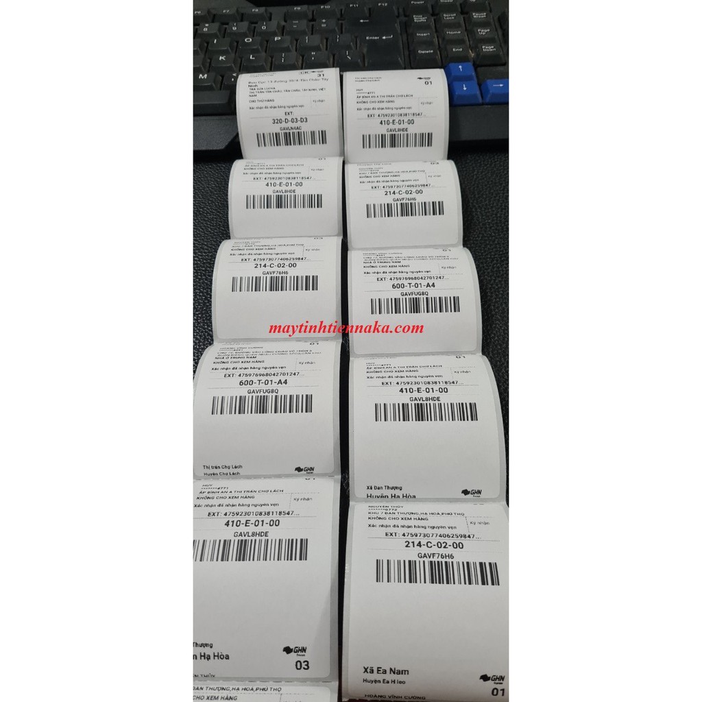 Giấy in vận đơn Giao hàng nhanh GHN 52x70 - 100 Tem tự dán, giấy in nhiệt decal nhiệt
