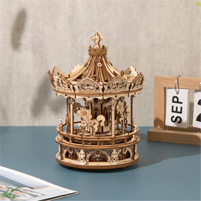 Mô hình Hộp nhạc Romantic Carousel AMK62 Mechanical Music Box