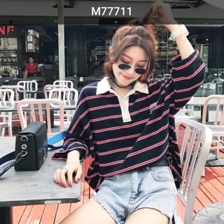 Đầm thun sọc cổ bẻ giấu quần
