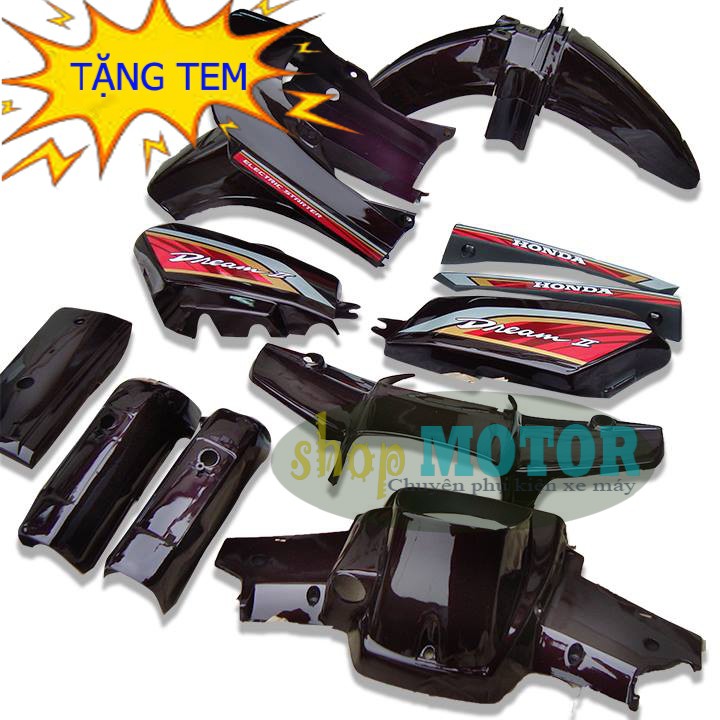 Bộ vỏ nhựa xe Dream II màu Tím Nho  Dàn áo xe Dream II màu tím nho nhựa ABS cao cấp - B533