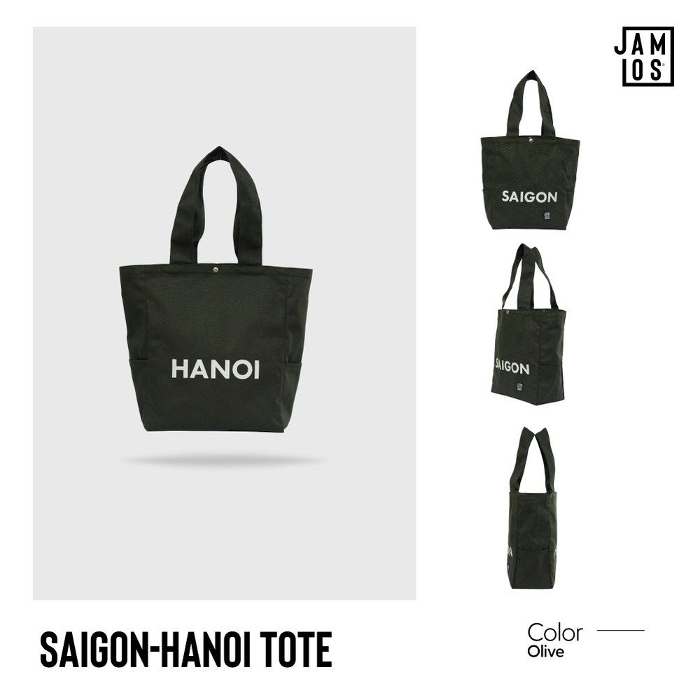 Jamlos SGHN Tote - Túi tote thời trang vải canvas in chữ 2 mặt Saigon Hanoi đi học đi chơi