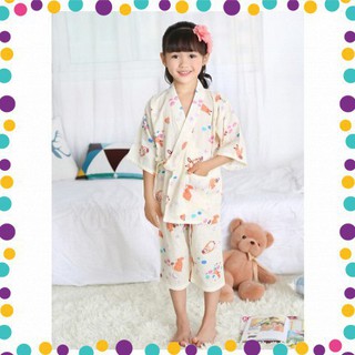 Bộ Yukata Nhật dành cho trẻ em vải thô mềm mại thoáng mát