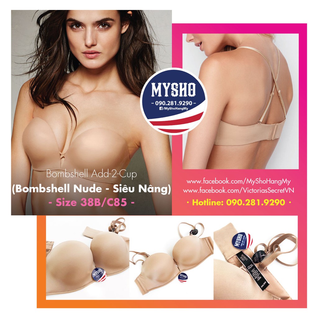 Áo lót multi-way Bombshell Add-2Cup 34A/A75, 34B/B75, 36A/B80, 32A/A70, 32B/B70, 36A/A80 - Victoria's Secret