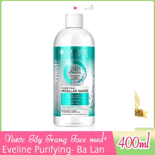 Nước Tẩy Trang Eveline Dành Cho Da Thường Và Hỗn Hợp, Không Cồn, Mềm Mịn Da - Facemed 400ml
