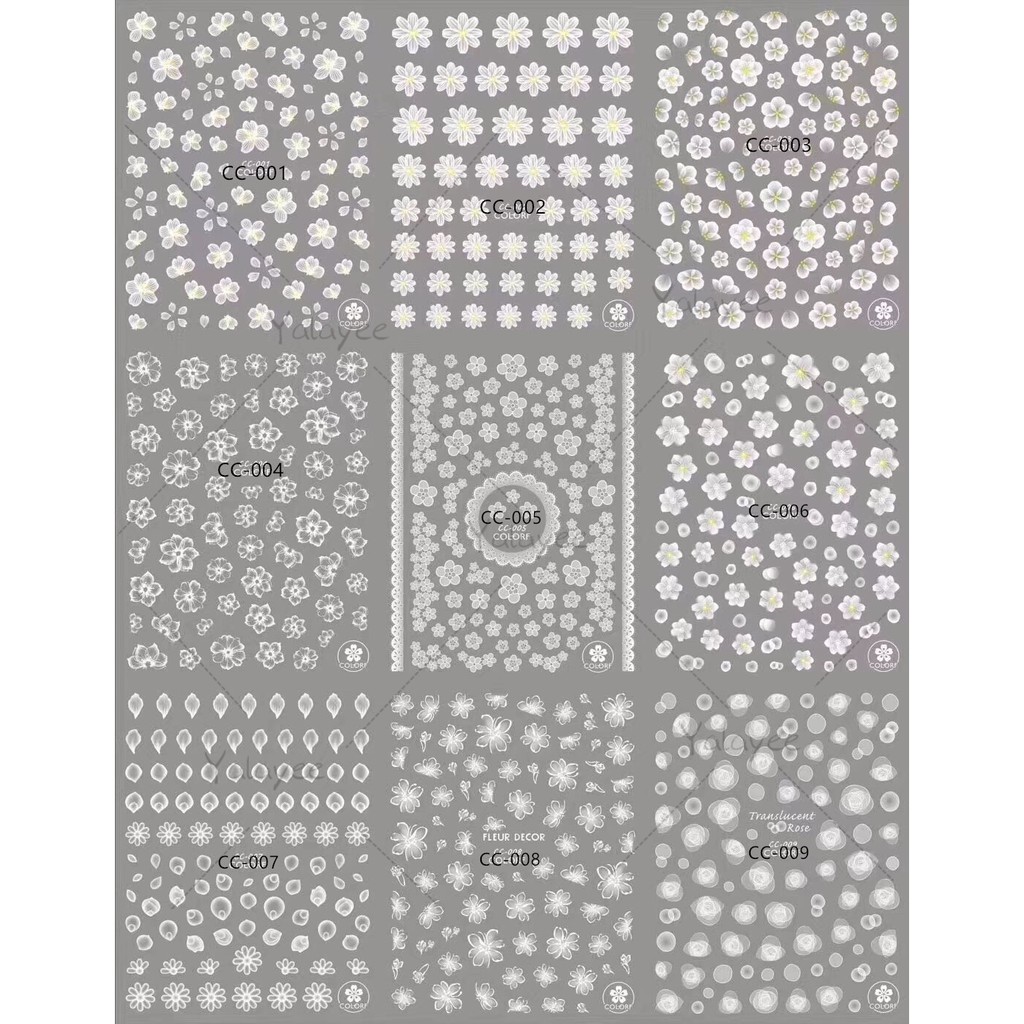 ❤️❤️Miếng Dán Móng Tay Phối Ren Trắng Ba Chiều Phong Cách Nhật Bản Mới